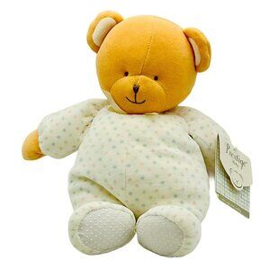 Prestige Baby Brown Bear Footie Pajamas Rattle Pastel Polka‎ Dots Tags 11 inch